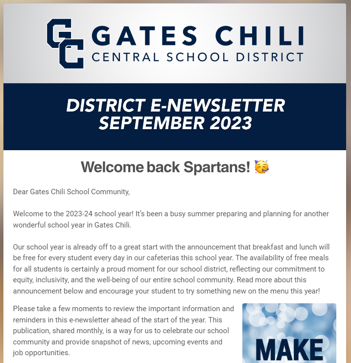  Screenshot of e-newsletter